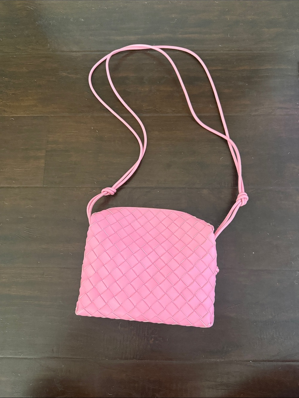 Bottega Veneta Pink Intrecciato Leather Crossbody Bag